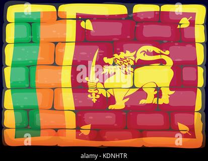 Sri Lanka Flagge auf brickwall Abbildung Stock Vektor