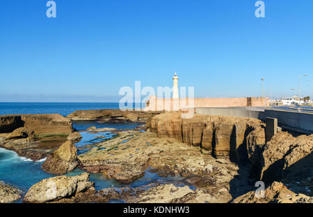 Blick auf den Leuchtturm von Rabat, Marokko Stockfoto