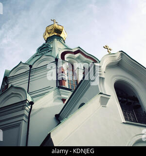 Sankt Nikolaus Kirche auf der Insel (Skete). Im Alter von Foto. Insel Walaam. Schönen Kirchen. Nikolsky Kloster. Nicholas des Wonderworker Kirche. Stockfoto