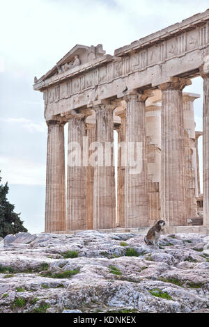 Der Parthenon ist ein ehemaliger Tempel auf der Athener Akropolis, Griechenland, gewidmet der Göttin Athene, denen die Menschen von Athen ihren Schutzpatron als Stockfoto