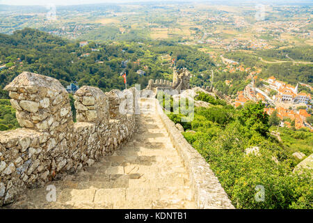 Sintra maurische Burg Wand Stockfoto