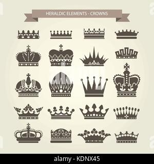 Heraldischen Kronen - Monarchie Coronet und Elite Symbole Stock Vektor