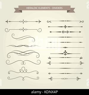 Vintage buch Vignetten, Trennwände und Trennzeichen festlegen Stock Vektor