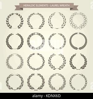Satz von Laurel Kränze in heraldischen Stil Stock Vektor