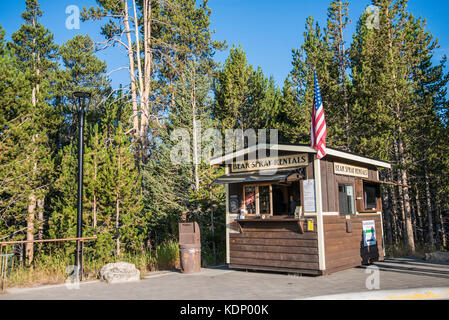 Yellowstone Canyon Area Bear Spray Rental Cabin im Besucherzentrum Stockfoto