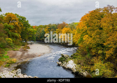 Der Fluss Lune von Devil's Bridge, Kirkby Lonsdale, England Stockfoto