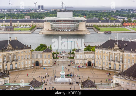 Kopenhagen Skyline von der Oper und dem königlichen Palast Amalienborg. Am 13. Juli 2016, Stockfoto