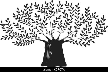 Baum, Eiche Logo oder Etikett. Natur, Ökologie, Umwelt, Leben, Dynastie Ikone. Dekorative Vektorillustration Stock Vektor