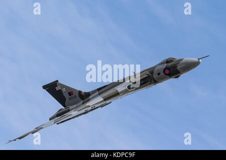 XH558 Vulcan Bomber Anzeige der RIAT, Royal International Air Tattoo an RAF Fairford, England, Großbritannien Stockfoto