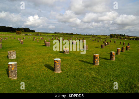 Woodhenge Steinkreis, in der Nähe von Durrington Walls antike Siedlung, Wiltshire, England. Stockfoto