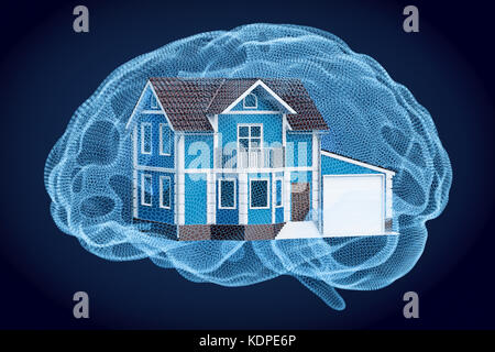 Smart house technology Konzept, 3D-Rendering Stockfoto