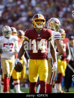 Landover, MD, USA. 15 Okt, 2017. Washington Redskins WR #14 Ryan Grant während einer NFL Football Spiel zwischen den Washington Redskins und der San Francisco 49ers bei FedEx Feld in Landover, Md. Justin Cooper/CSM/Alamy leben Nachrichten Stockfoto