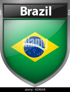 Brasilien Flagge von badge Design Illustration Stock Vektor