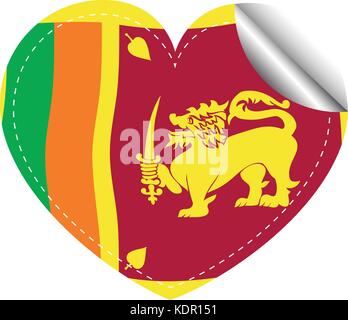 Icon Design für Flagge von Sri Lanka in Herzform Abbildung Stock Vektor