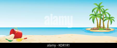 Szene mit Schaufel am Strand Abbildung Stock Vektor