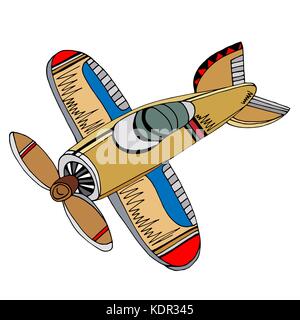 Retro cartoon Flugzeug. Vector Illustration. Skizze Hand gezeichnet Stock Vektor