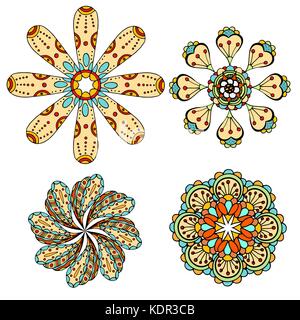 Satz von sketchy monochrome doodle Blumen und Blätter. Vector Illustration Stock Vektor