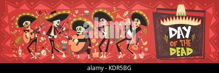 Tag der Toten traditionelle mexikanische halloween Dia de los Muertos Holiday Party Dekoration banner Einladung Stock Vektor