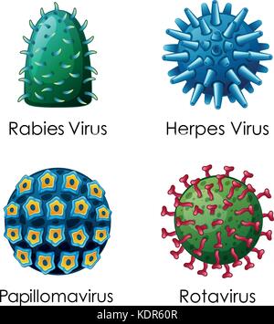 Vier Arten von Viren auf Poster Abbildung Stock Vektor