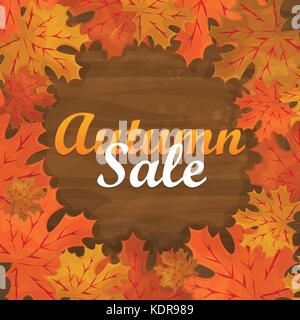 Herbst Sale text Banner mit bunten saisonale Herbstlaub für shopping rabatt Stock Vektor