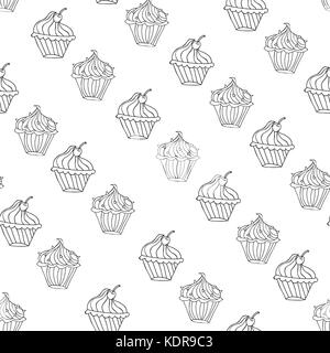 Schöne cupcake Dessert nahtlose Hintergrund vektor design Stock Vektor