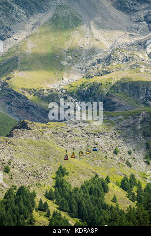 In der Seilbahn La Grave, Frankreich, Europa. Stockfoto