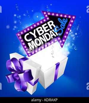 Cyber Monday Sale Geschenkschachtel Zeichen Stock Vektor