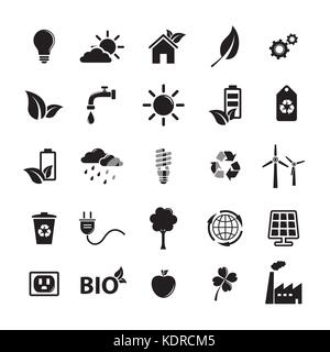 Satz mit 25 Ökologie Symbole. Vector Illustration Stock Vektor