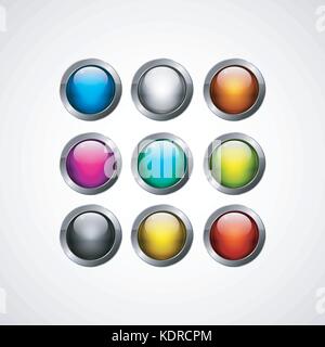 Set aus Metall Button Icons. Vector EPS 10. Stock Vektor