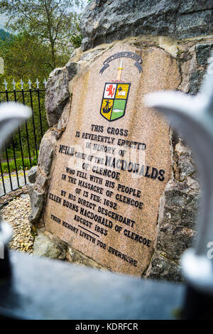 Glencoe Massacre Memorial, 1883, Glencoe, Argyll und Bute, Schottland Stockfoto