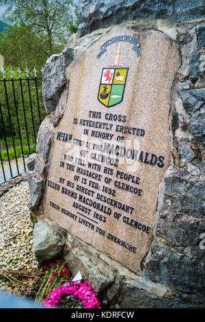 Glencoe Massacre Memorial, 1883, Glencoe, Argyll und Bute, Schottland Stockfoto