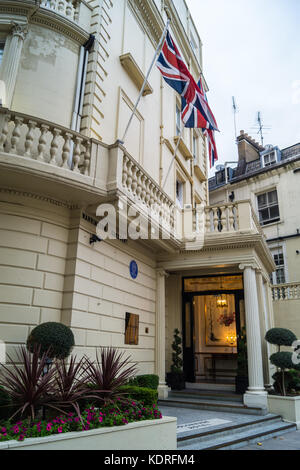 Blaue Plakette auf Colonnade Hotel, ehemalige Geburtsklinik und Geburtsort von Alan Turing, Informatiker, Warrington Crescent, London W9, England Stockfoto