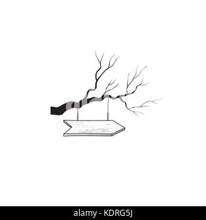 Stilvolle doodle Holz outdoor Pfeil Road Sign. retro Gravur von Plank. Hand gezeichnet Zeiger Namensschild. Wegweiser line Art Stock Vektor