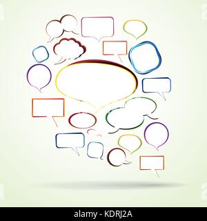 Sprechblase aus kleinen Blasen-abstrakte farbenfrohe Hand gezeichneten Karikatur Sprechblase Konzept Design - Abbildung in frei editierbare Vektor Stock Vektor