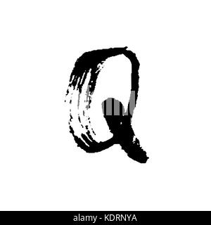 Hand gemalten Buchstaben q. trockenen Pinsel modernen Schriftzug. Vector Illustration. Stock Vektor