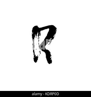 Von Hand bemalt Buchstabe r. trockenen Pinsel modernen Schriftzug. Vector Illustration. Stock Vektor