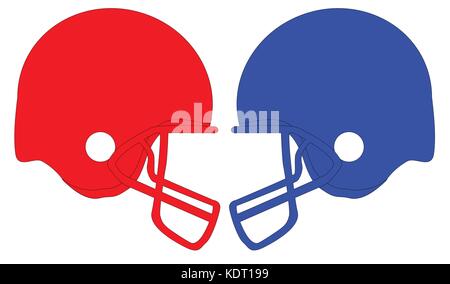 Skizze Skizze von ein paar football Helm in Rot und Blau auf weißem Hintergrund Stock Vektor