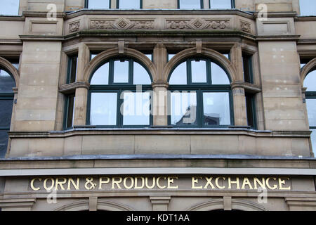 Mais und Exchange produzieren Gebäude in Manchester Stockfoto