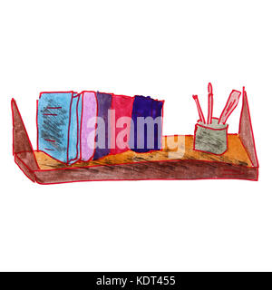 Zeichnung cartoon Kinder aquarell Regal auf einem weißen backgroun Stockfoto