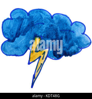 Zeichnung cartoon Kinder aquarell Gewitter auf einem weißen backgrou Stockfoto