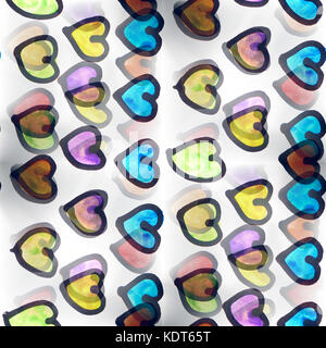 Nahtlose aquarell Herz Valentinstag Tapeten Textur Stockfoto