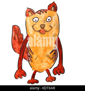 Kinder aquarell Katze, cartoon Rot auf einem weißen backgrou Stockfoto