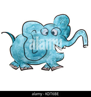 Aquarell Zeichnung ein kinder cartoon Elefant auf einem weißen backgr Stockfoto