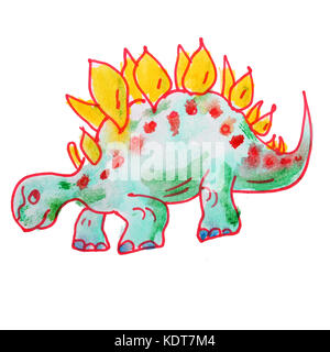 Dinosaurier zeichnen Aquarell auf weißem Hintergrund Stockfoto