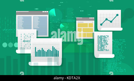 Dateien und Dokumente, flache Bauweise Stockfoto