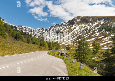 Berge Landschaft Großglockner Hochalpenstraße in den österreichischen Alpen, Franz Josef Gletscher in der Nähe von kaisers. Stockfoto