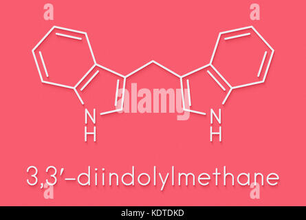 3,3'-diindolylmethane (dim, dim) Molekül. Ableitung von Indol-3-Carbinol, in Brokkoli, Kohl, Kohl gefunden etc. haben kann Krebs vorbeugende oder Antic Stockfoto