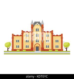 Vektor Cartoon Stil Abbildung: pädagogische Gebäude Universität, auf weißem Hintergrund Stock Vektor