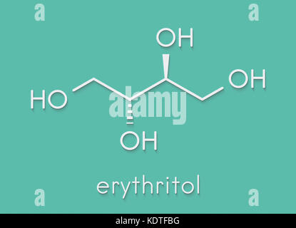 Erythrit nicht-wärmestoff Molekül. Skelettmuskulatur Formel. Stockfoto