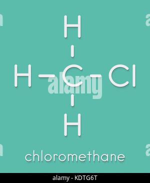 Chlormethan (Methylchlorid) Molekül. Skelettmuskulatur Formel. Stockfoto